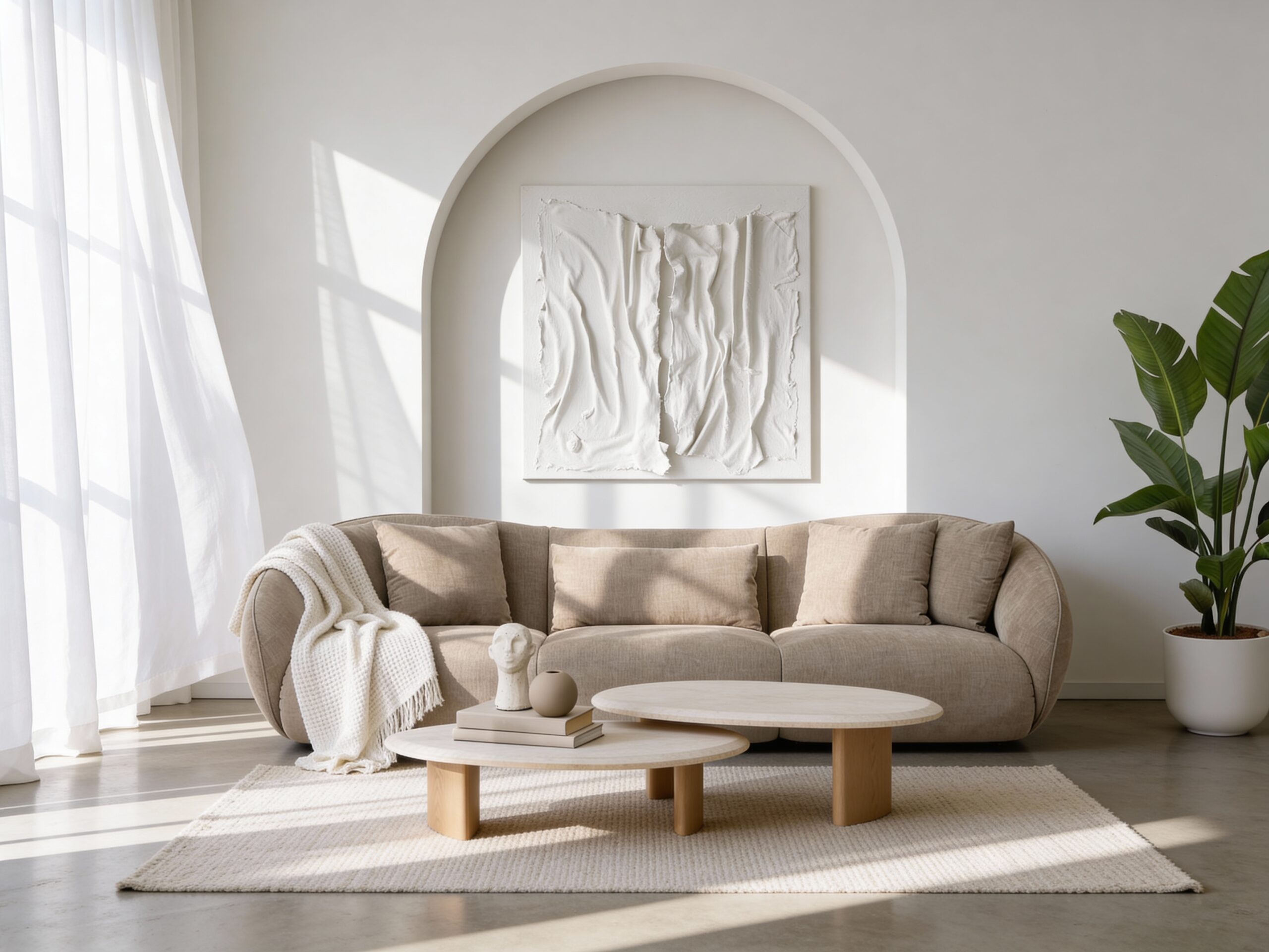 Nowoczesna sofa modułowa Billow marki Vilmers w jasnej tkaninie, Domokoncept